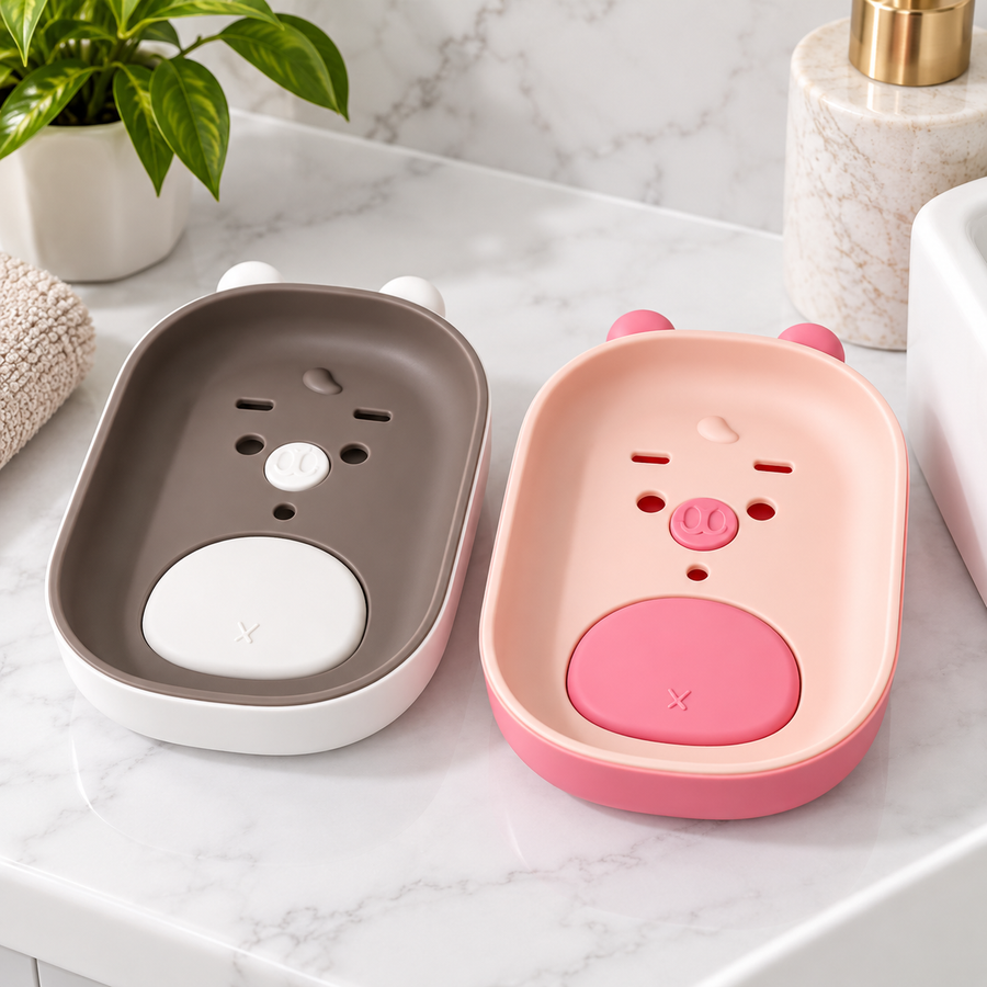 2-Pack Draining Soap Dishes with Removable Trays