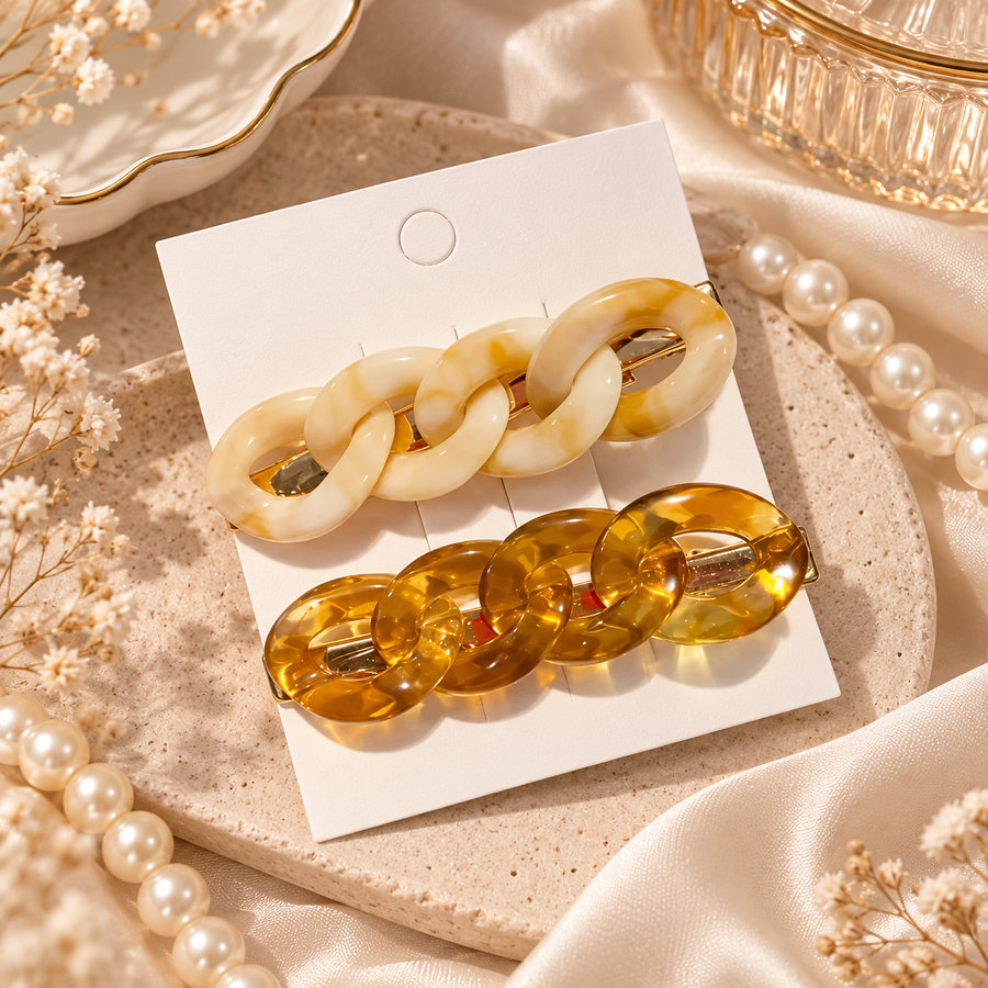 2-Piece Decorative Hair Clip Set in 3 Coordinated Styles