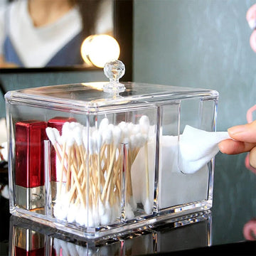 2 in 1 Acrylic Cotton Pod & Tissue Box - All-In-One Store