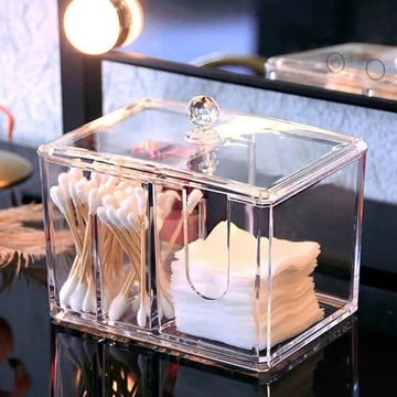 2 in 1 Acrylic Cotton Pod & Tissue Box - All-In-One Store