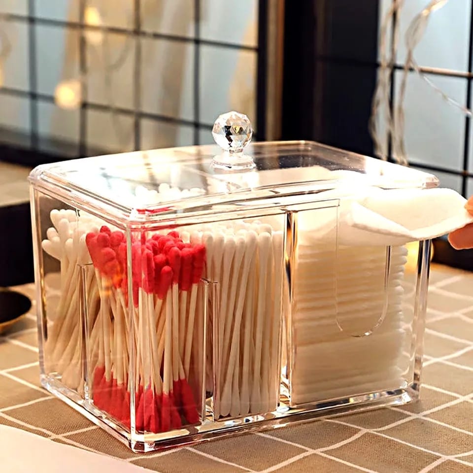 2 in 1 Acrylic Cotton Pod & Tissue Box - All-In-One Store