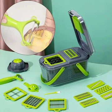 22 in 1 vegetable cutter with storage basket - All-In-One Store