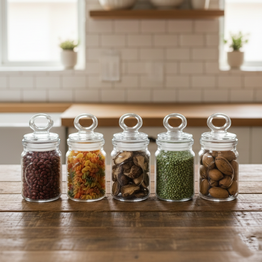 Rustic 6-Piece Airtight Glass Jar Set with Spoons (1876) by Limon