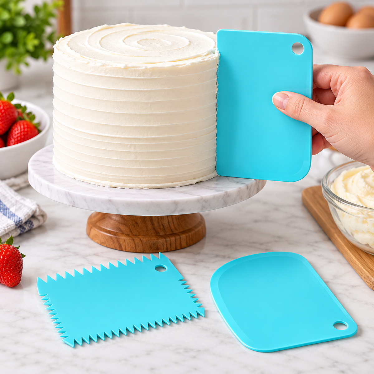 3-Piece Cake Scraper Set for Smoothing & Decorating Icing