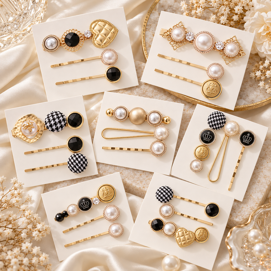 3-Piece Coordinated Decorative Hair Clip Set in 7 Styles