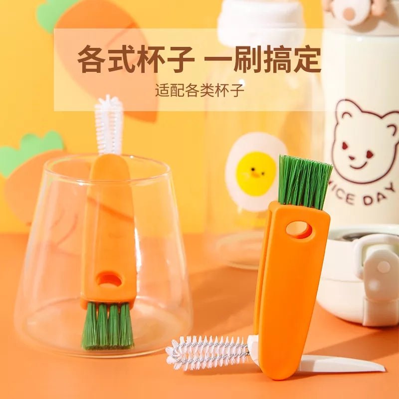 3 In 1 Carrot Shaped Cleaning Brush With Nylon Wire - All-In-One Store
