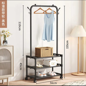 3 Layer Multi - Functional Shoe Hat Rack - Black - All - In - One Store