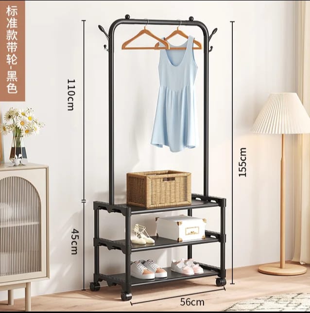 3 Layer Multi - Functional Shoe Hat Rack - Black - All - In - One Store