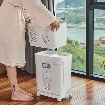 3 portion large bathroom laundry storage basket - All-In-One Store
