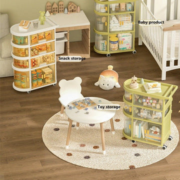 3 Tiered Foldable Storage Cabinet Freestanding Toy Organizing Cart - All-In-One Store