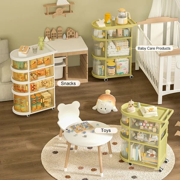 3 Tiered Foldable Storage Cabinet Freestanding Toy Organizing Cart - All-In-One Store