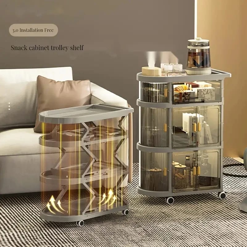 3 Tiered Foldable Storage Cabinet Freestanding Toy Organizing Cart - All-In-One Store