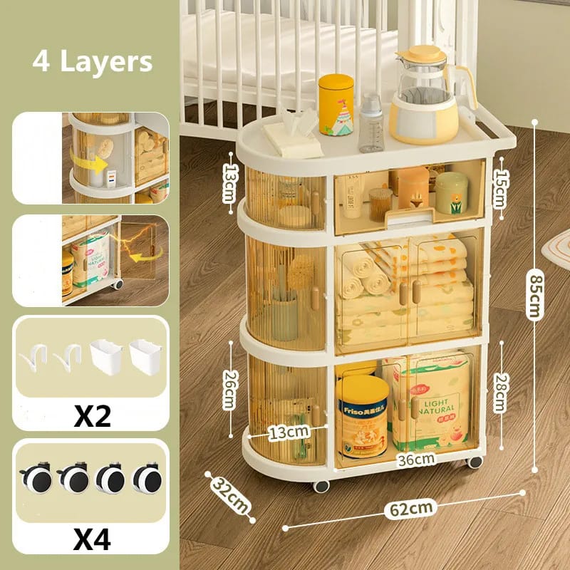 3 Tiered Foldable Storage Cabinet Freestanding Toy Organizing Cart - All-In-One Store