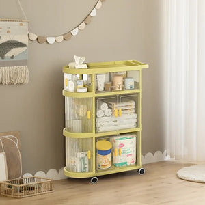 3 Tiered Foldable Storage Cabinet Freestanding Toy Organizing Cart - All-In-One Store