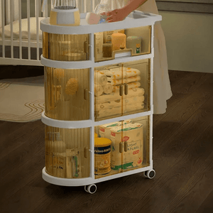 3 Tiered Foldable Storage Cabinet Freestanding Toy Organizing Cart - All-In-One Store