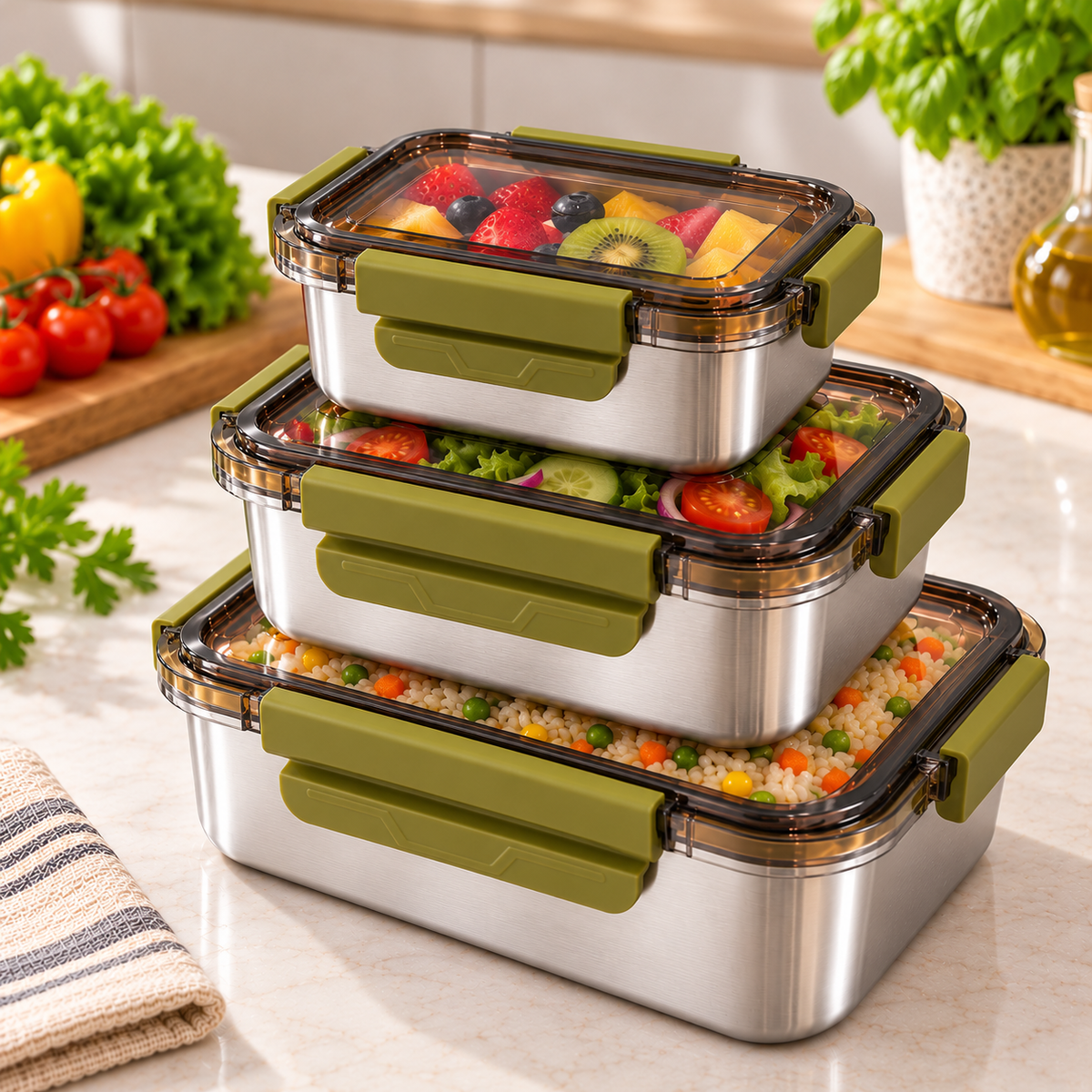 304 Stainless Steel Lunch Container with Locking Lid