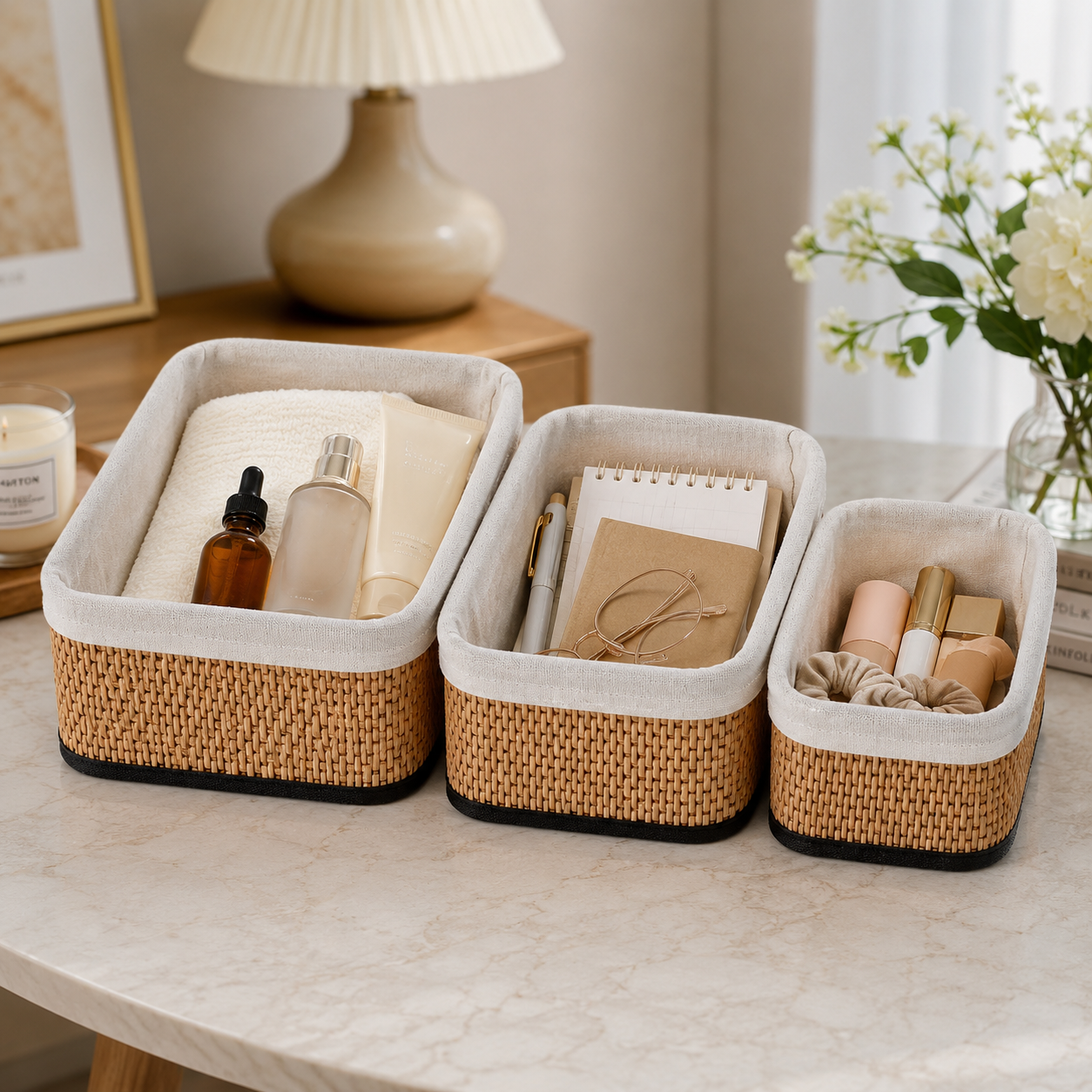 3-Pcs Rectangular Storage Basket Set