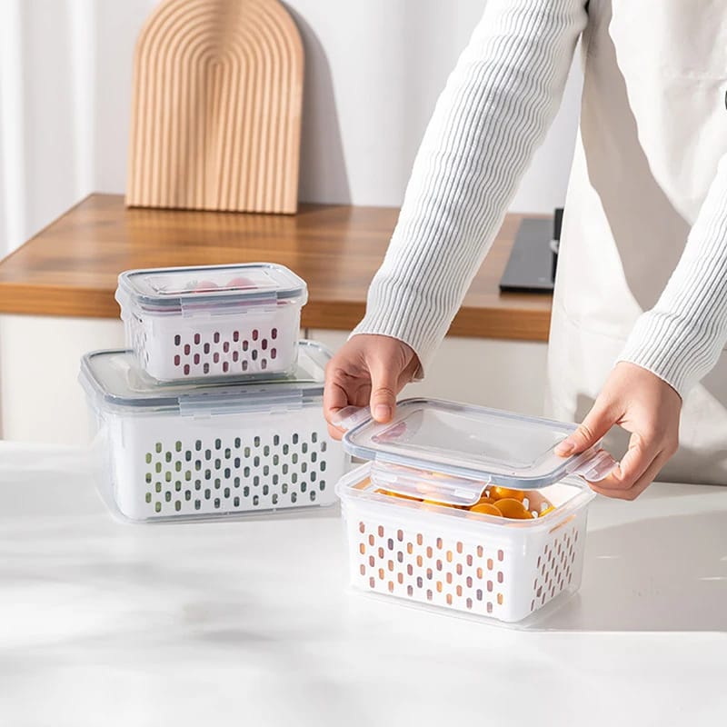 3pcs Storage Box With Drain - All-In-One Store