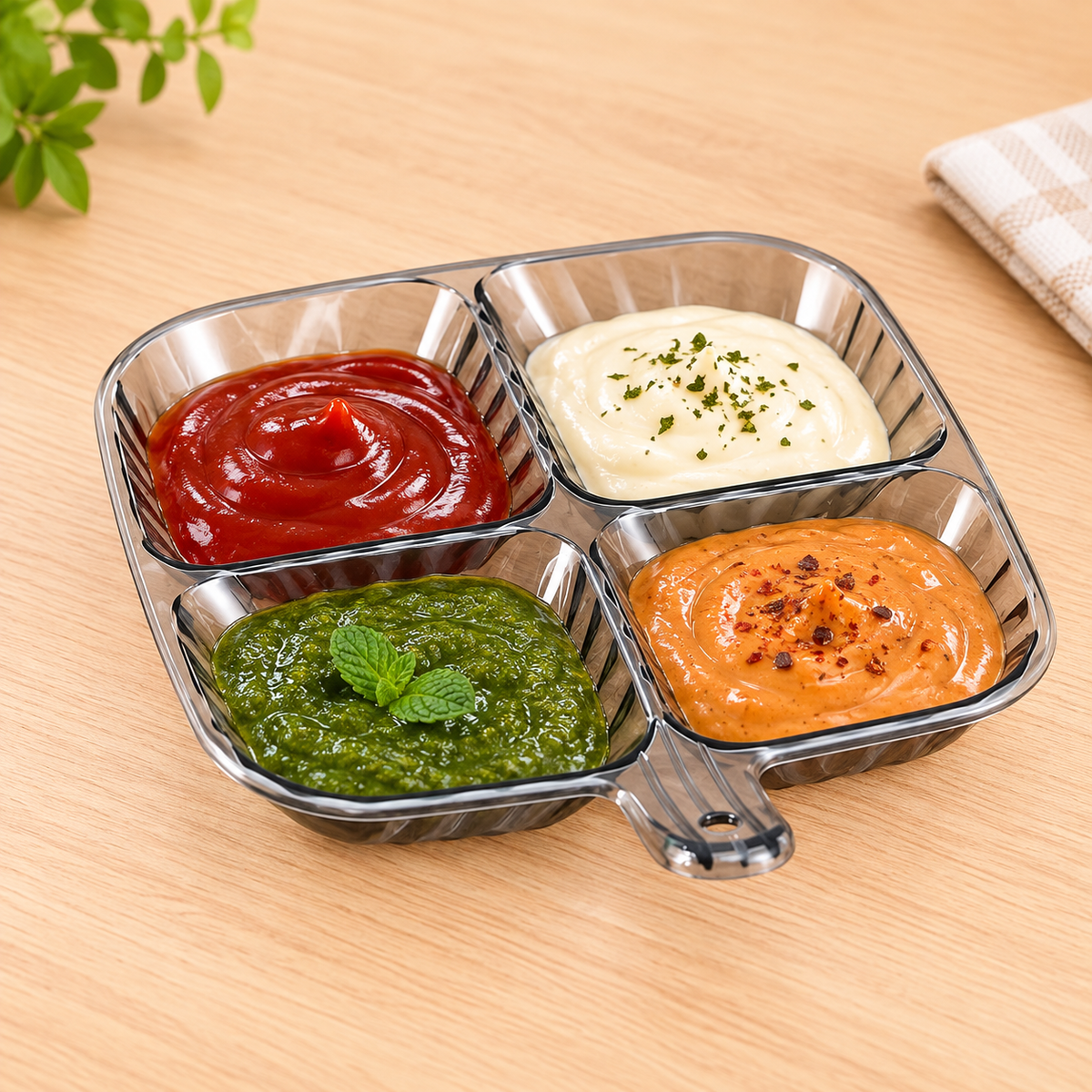 4-Section Acrylic Serving Dish with Carry Handle