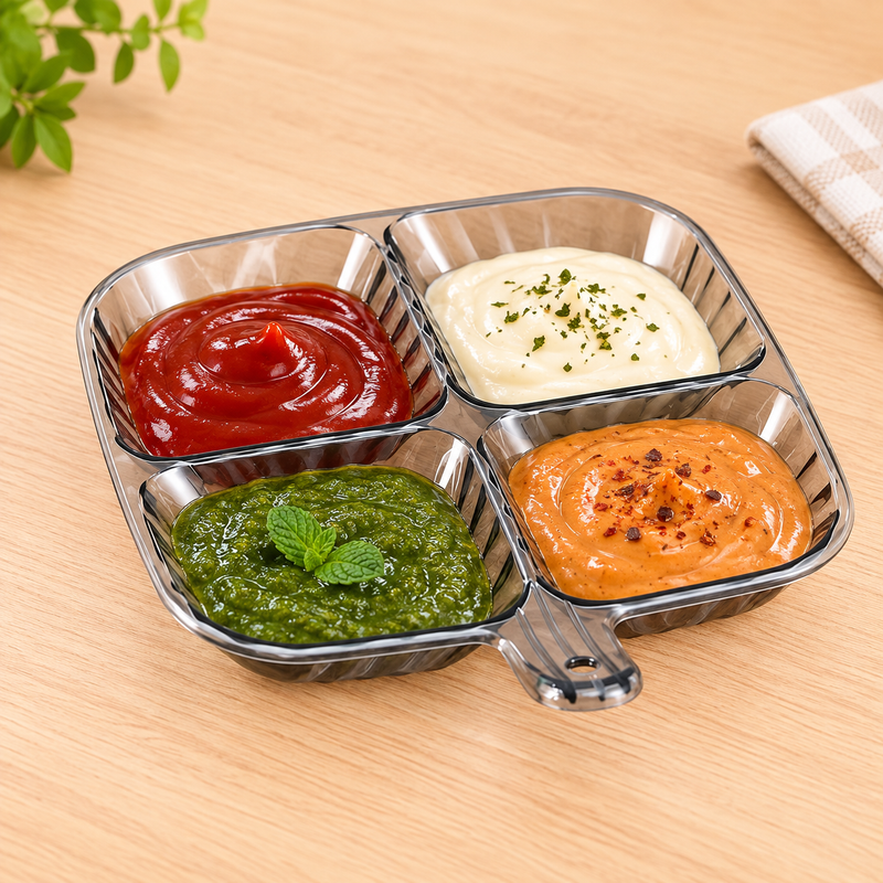 4-Section Acrylic Serving Dish with Carry Handle