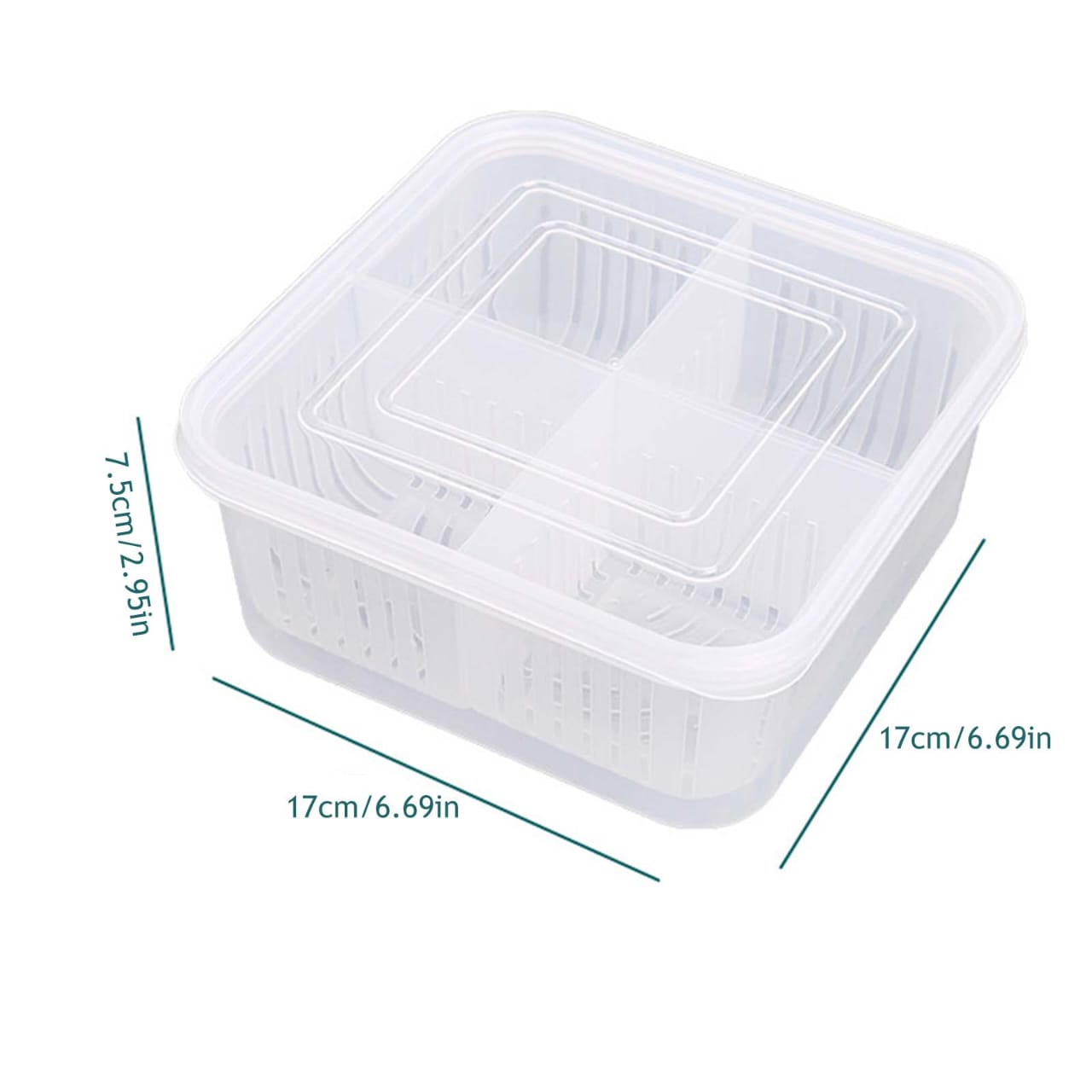 4 in 1 Vegetable & Fruit Storage Box With Lid - All-In-One Store
