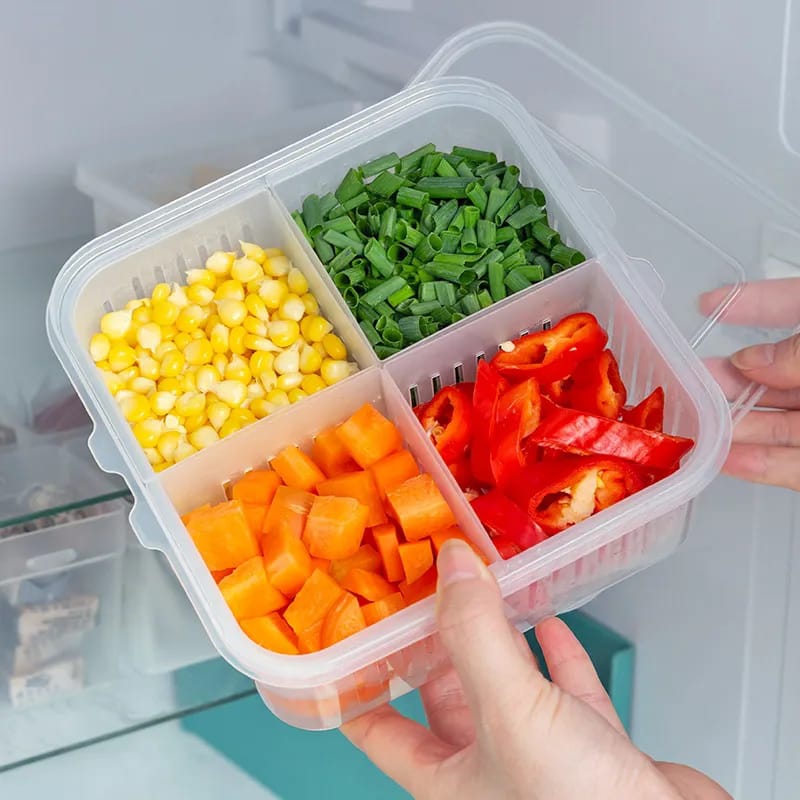 4 in 1 Vegetable & Fruit Storage Box With Lid - All-In-One Store