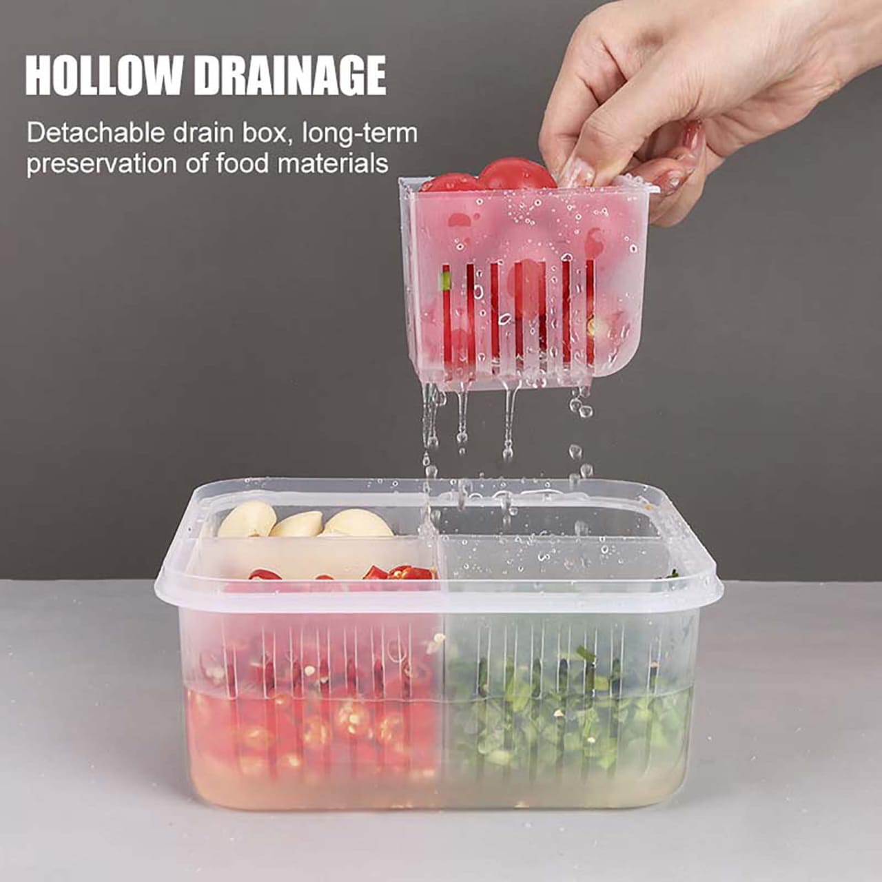 4 in 1 Vegetable & Fruit Storage Box With Lid - All-In-One Store