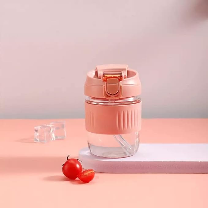 Smart Grip Glass With Lid & Straw