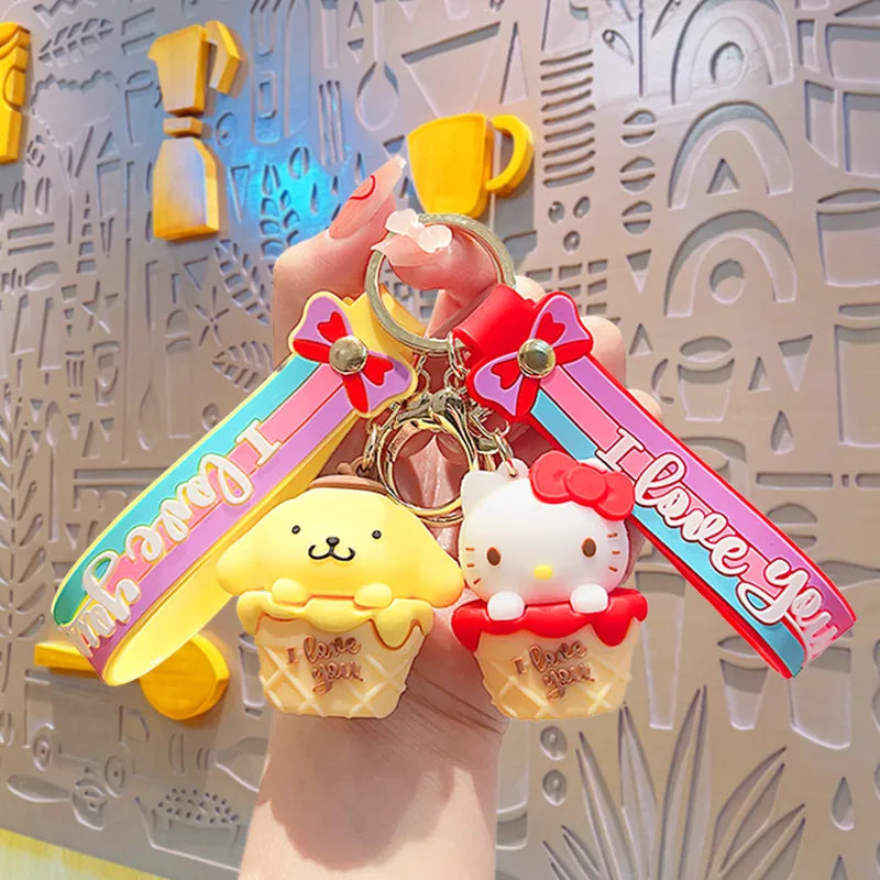 Cute Sanrio Friends Ice Cone with Strap Keychain