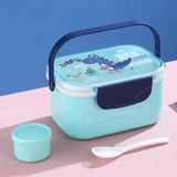 Snap & Munch Double Decker Lunch Box with Handle, Sauce Bowl, and Spoon
