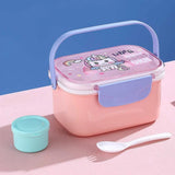 Snap & Munch Double Decker Lunch Box with Handle, Sauce Bowl, and Spoon