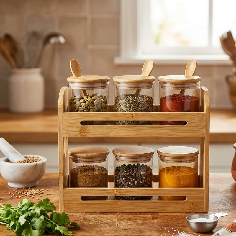 BambooTier 6-Jar Spice Organizer Set