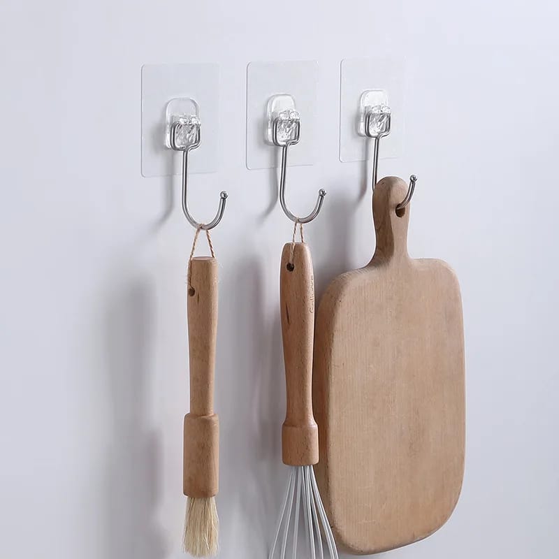 5 Pcs Clear Adhesive Wall Hooks - All-In-One Store