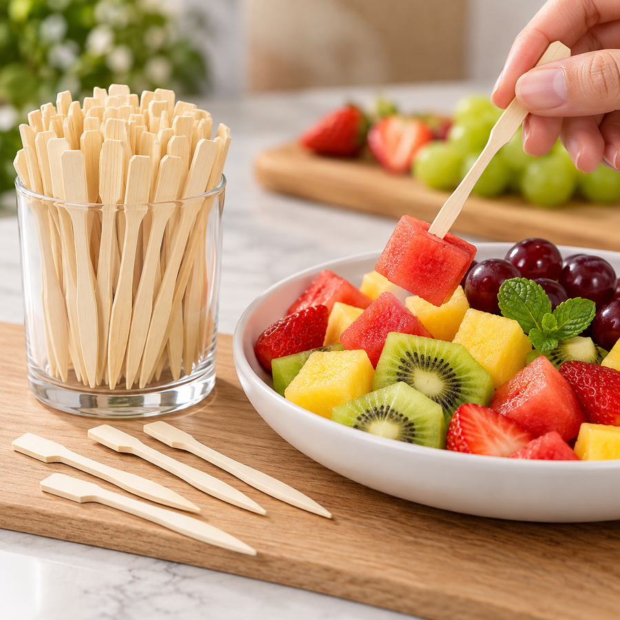 50-Piece Wooden Fruit Fork Set for Snacks & Appetizers