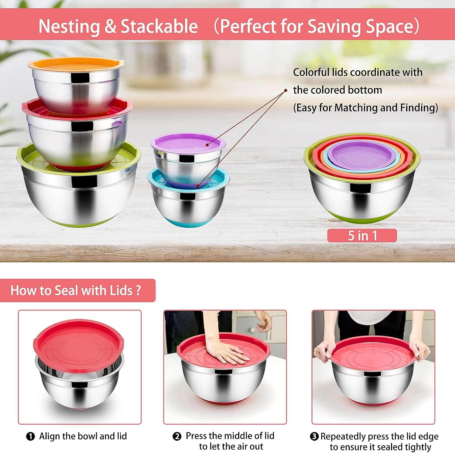 5pcs Steel Bowl Set - All-In-One Store