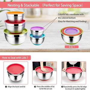 5pcs Steel Bowl Set - All-In-One Store