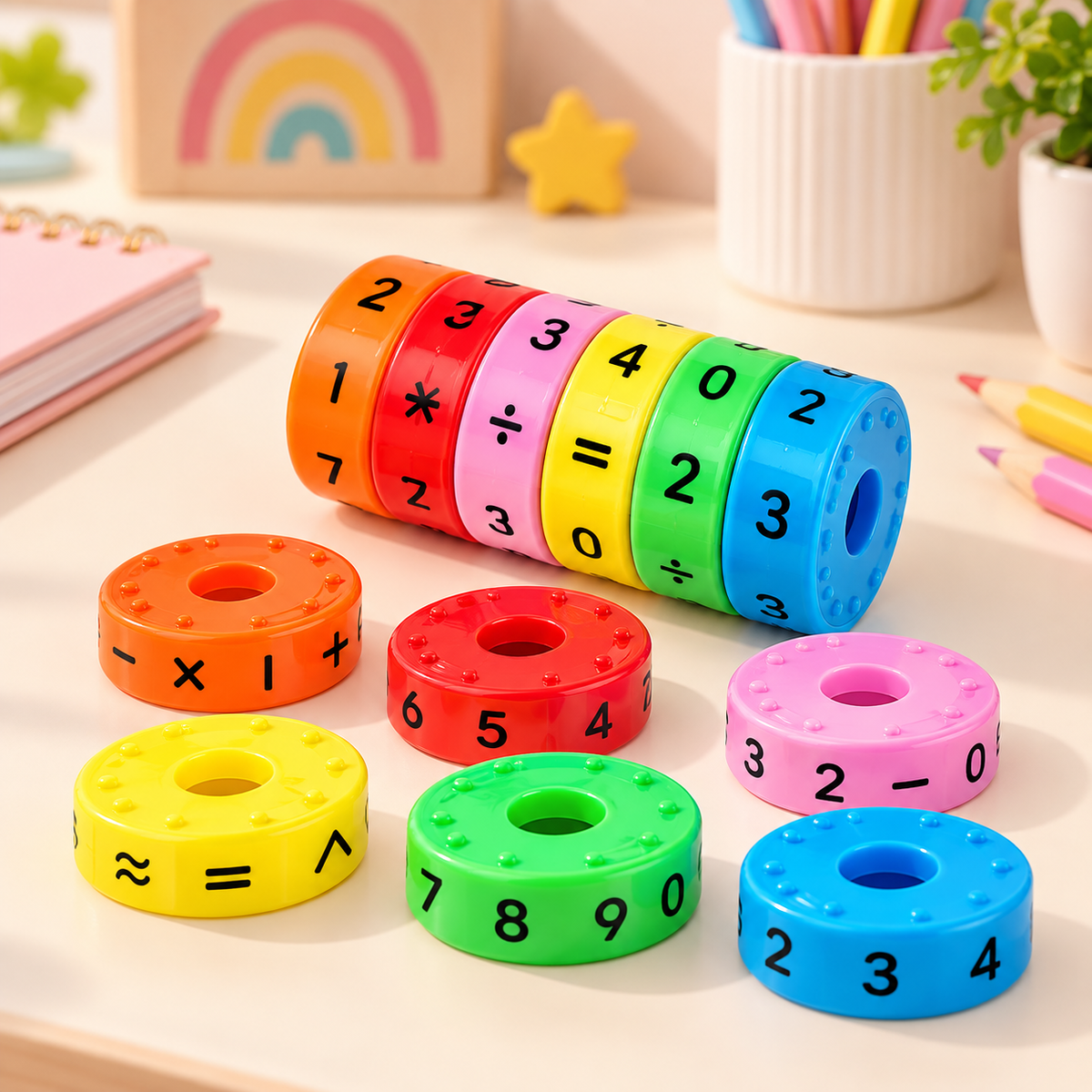 6-Ring Magnetic Arithmetic Wheel for Number & Equation Practice