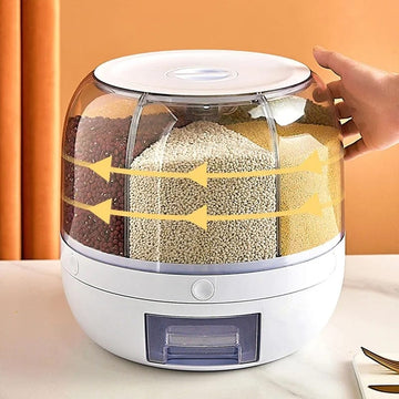 6-grid rotating grain container - All-In-One Store