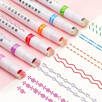 6 Pcs Line Shaped Colorful Stamp Markers - All-In-One Store
