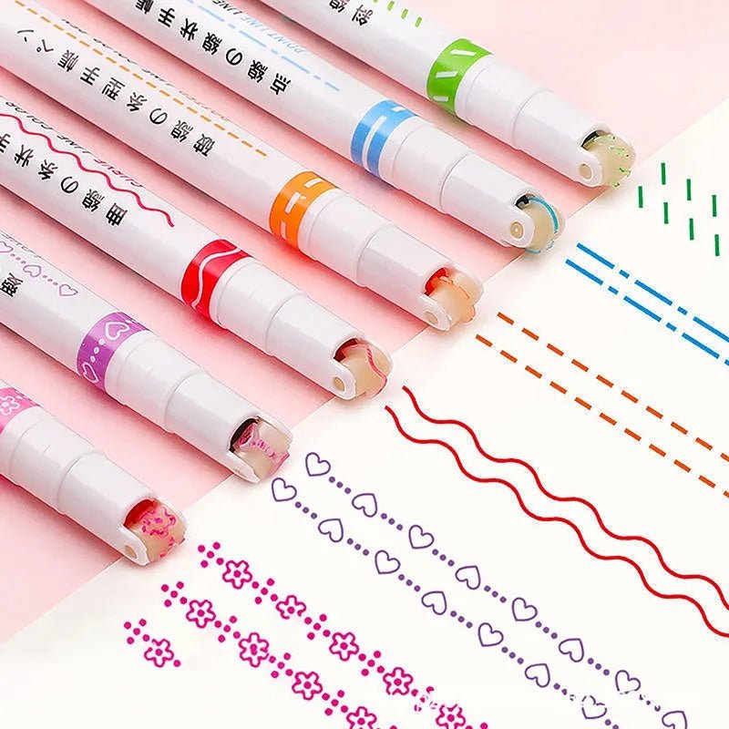 6 Pcs Line Shaped Colorful Stamp Markers - All-In-One Store