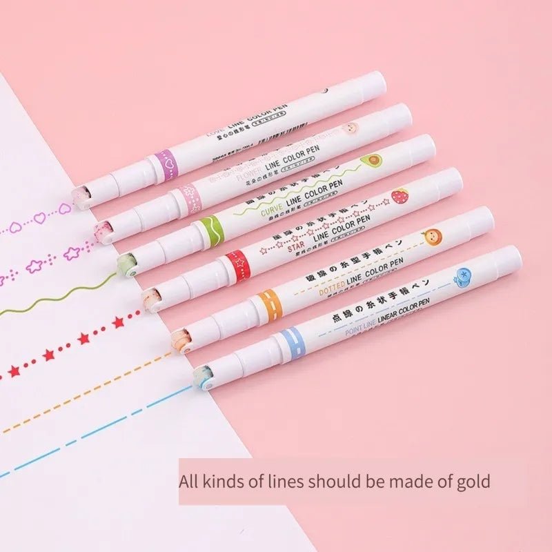 6 Pcs Line Shaped Colorful Stamp Markers - All-In-One Store