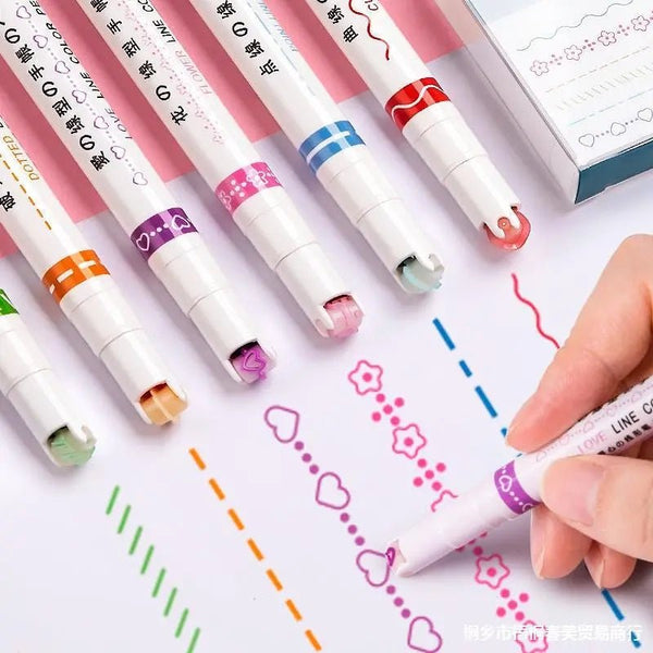 6 Pcs Line Shaped Colorful Stamp Markers - All-In-One Store