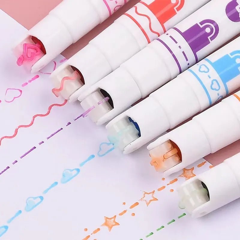6 Pcs Line Shaped Colorful Stamp Markers - All-In-One Store