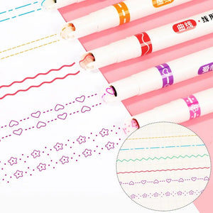 6 Pcs Line Shaped Colorful Stamp Markers - All-In-One Store