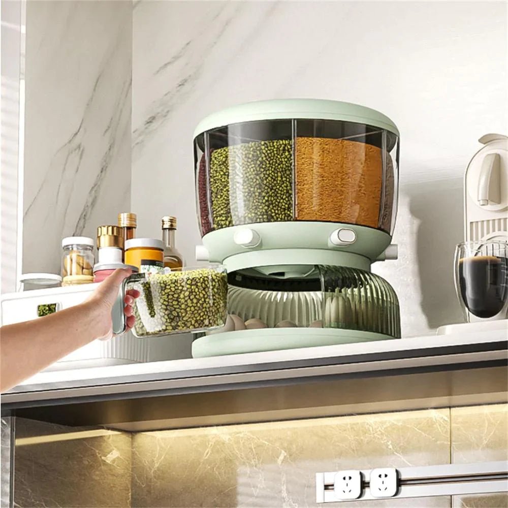 6-Slot Rotatory Grains & Egg Storage Bucket - All-In-One Store