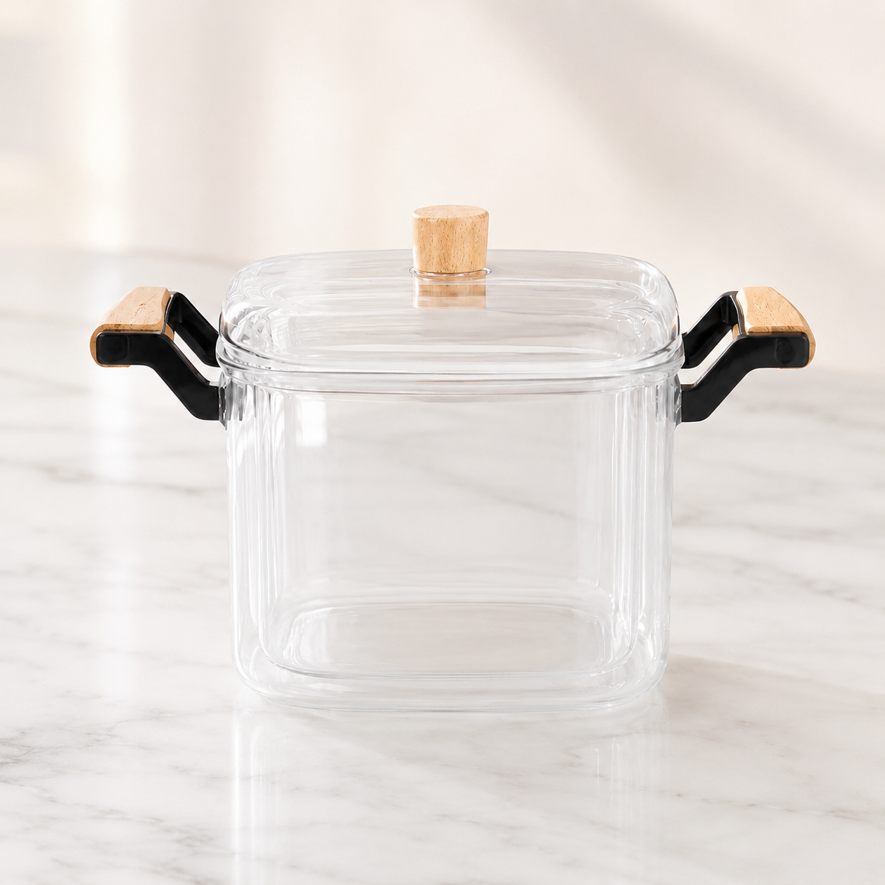 6.5 L Clear Borosilicate Glass Cooking Pot with Side Handles