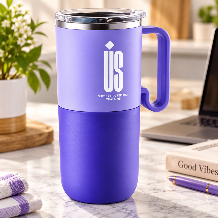 600ml Stainless Steel Travel Tumbler with Handle & Airtight Lid