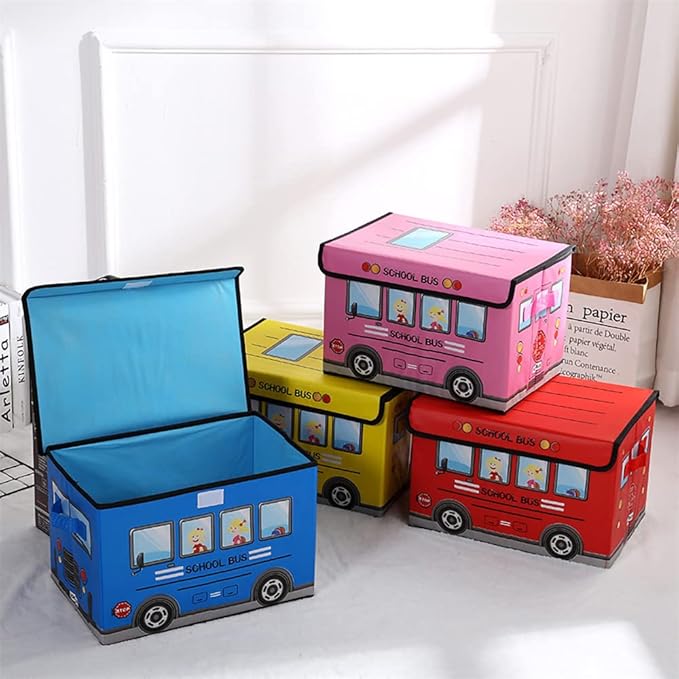 Kids Foldable School Bus Storage Box
