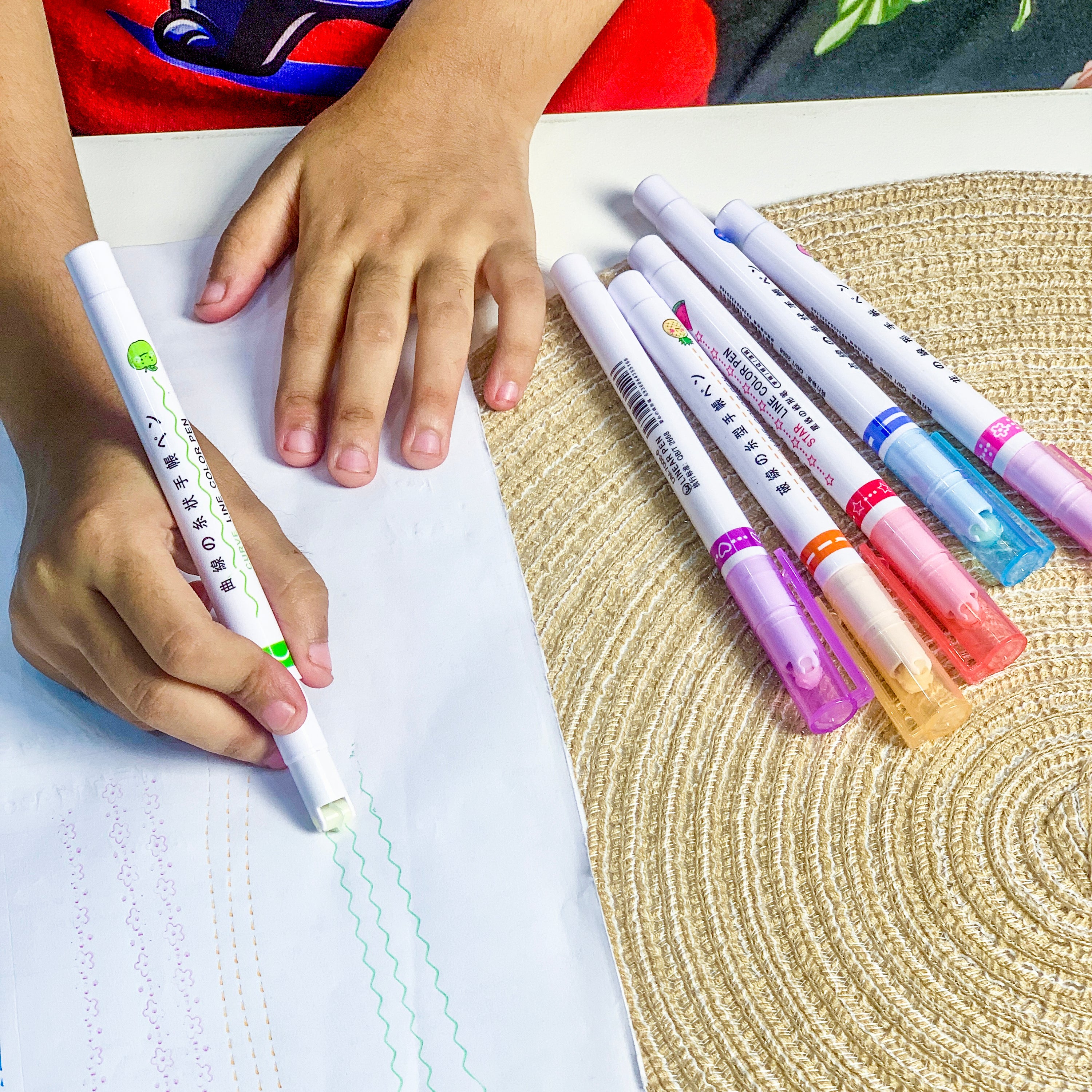 6 Pcs Line Shaped Colorful Stamp Markers