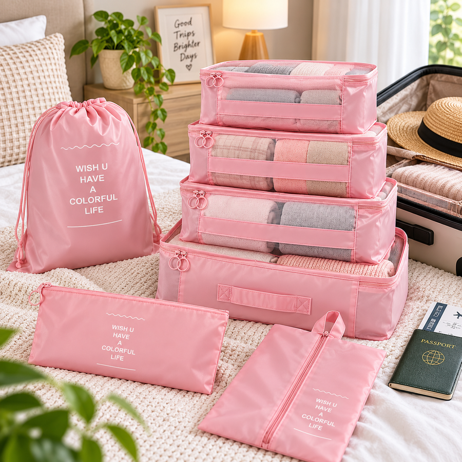 7-Piece Suitcase Packing Organiser Set with Travel Pouches